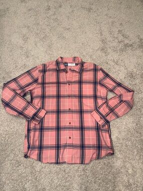 Old Navy Pink and Navy Plaid Button-Down Shirt